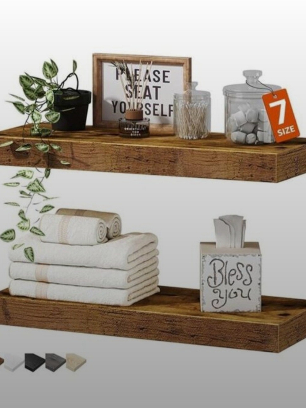 Rustic Floating Wall Shelf - Brown